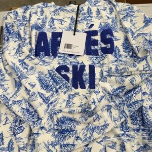 Beach Riot Blue and White Graphic Top
